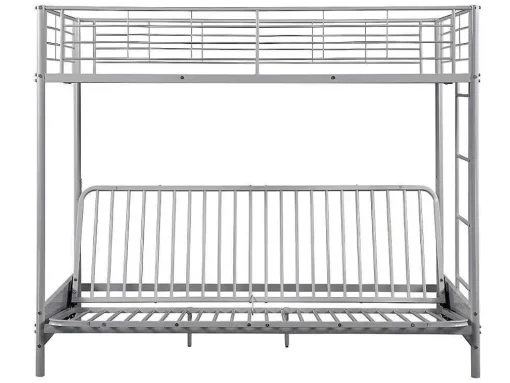 Hoogslaper 90 X 190 Cm - Met Uitklapbare Bank - Metaal - Zilver + Zwart Futon - Modulo V