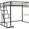 Hoogslaper 140 X 200 Cm - Metaal En Mdf - Zwart En Naturel + Matras - Jogui