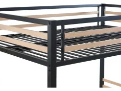 Hoogslaper 140 X 200 Cm - Metaal En Mdf - Zwart En Naturel + Matras - Jogui