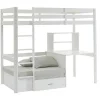 Hoogslaper 90 X 200 Cm Met Bureau, Slaapbank En Opbergruimte - Massief Grenen - Gebleekt + Matras - Goliath Iii