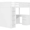 Hoogslaper 90 X 200 Cm Met Bureau, Opbergplanken, Lades En Ladder, Mdf-Hout, Wit