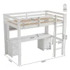 Hoogslaper 90 X 200 Cm Met Bureau, Boekenkast, Lades En Ladder, Mdf Hout, Wit