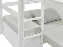 Hoogslaper 90 X 200 Cm Met Bureau, Slaapbank En Opbergruimte - Massief Grenen - Gebleekt + Matras - Goliath Iii