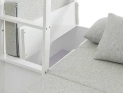 Hoogslaper 90 X 200 Cm Met Bureau, Slaapbank En Opbergruimte - Massief Grenen - Gebleekt + Matras - Goliath Iii