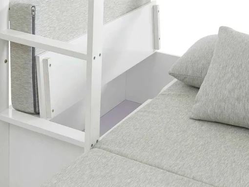 Hoogslaper 90 X 200 Cm Met Bureau, Slaapbank En Opbergruimte - Massief Grenen - Gebleekt + Matras - Goliath Iii