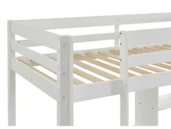 Hoogslaper 90 X 200 Cm Met Bureau, Slaapbank En Opbergruimte - Massief Grenen - Gebleekt + Matras - Goliath Iii