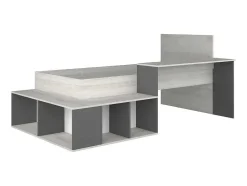 Hoogslaper 90 X 200 Cm Met Opbergruimte En Bureau - Kleur: Naturel En Antraciet - Rigali