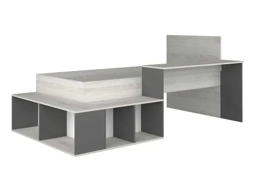 Hoogslaper 90 X 200 Cm Met Opbergruimte En Bureau - Kleur: Naturel En Antraciet - Rigali