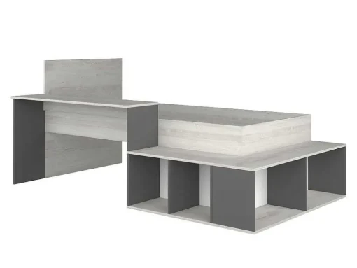 Hoogslaper 90 X 200 Cm Met Opbergruimte En Bureau - Kleur: Naturel En Antraciet - Rigali
