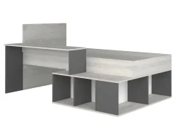 Hoogslaper 90 X 200 Cm Met Opbergruimte En Bureau - Kleur: Naturel En Antraciet - Rigali