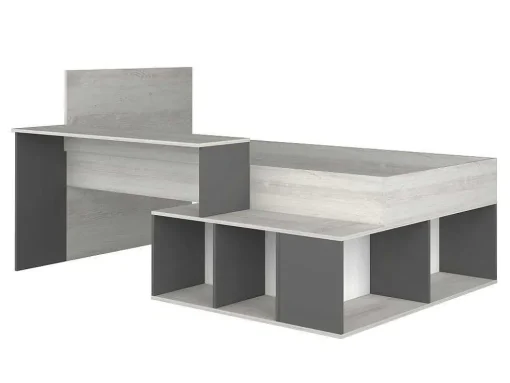 Hoogslaper 90 X 200 Cm Met Opbergruimte En Bureau - Kleur: Naturel En Antraciet - Rigali