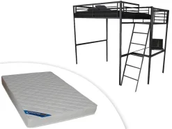 Hoogslaper Casual - Met Bureau - Kleur: Antraciet - Inclusief Matras 140 X 190 Cm