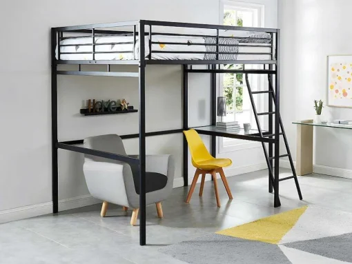 Hoogslaper Casual Ii - Bed 140 X 190 Cm - Bureau - Antraciet
