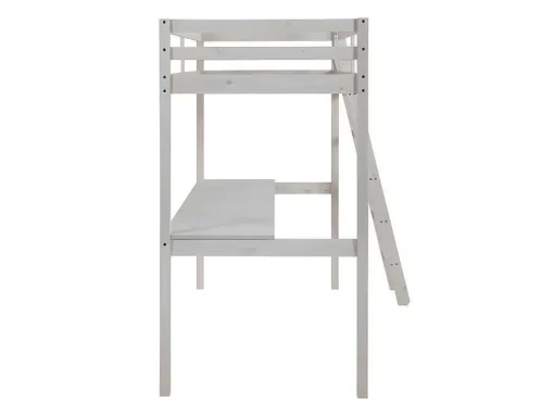 Hoogslaper Gedeon Ii - 90 X 190 Cm - Met Bureau - Massief Grenen - Gebleekt + Matras