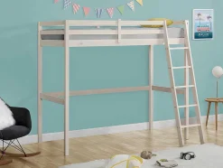 Hoogslaper Gedeon Ii - 90 X 190 Cm - Massief Grenen - Gebleekt + Matras