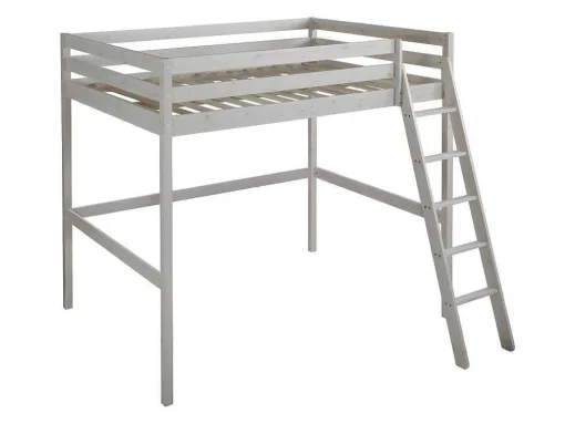 Hoogslaper Gedeon Ii - 140 X 190 Cm - Massief Grenen - Gebleekt + Matras