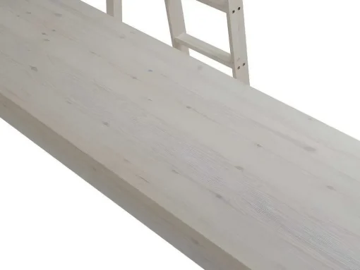 Hoogslaper Gedeon Ii - 90 X 190 Cm - Met Bureau - Massief Grenen - Gebleekt + Matras