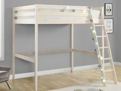 Hoogslaper Gedeon Ii - 140 X 190 Cm - Massief Grenen - Gebleekt + Matras