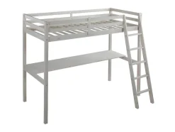 Hoogslaper Gedeon Ii - 90 X 190 Cm - Met Bureau - Massief Grenen - Gebleekt + Matras