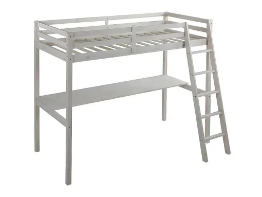 Hoogslaper Gedeon Ii - 90 X 190 Cm - Met Bureau - Massief Grenen - Gebleekt + Matras