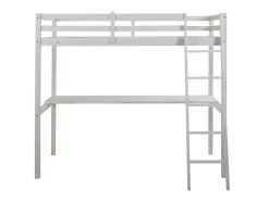Hoogslaper Gedeon Ii - 90 X 190 Cm - Met Bureau - Massief Grenen - Gebleekt + Matras