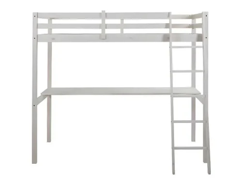 Hoogslaper Gedeon Ii - 90 X 190 Cm - Met Bureau - Massief Grenen - Gebleekt + Matras