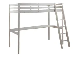 Hoogslaper Gedeon Ii - 90 X 190 Cm - Met Bureau - Massief Grenen - Gebleekt + Matras