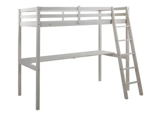 Hoogslaper Gedeon Ii - 90 X 190 Cm - Met Bureau - Massief Grenen - Gebleekt + Matras