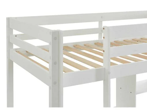 Hoogslaper Goliath Ii Met Bureau, Bedbank En Opbergruimte - 90 X 200 Cm - Massief Grenen - Gebleekt