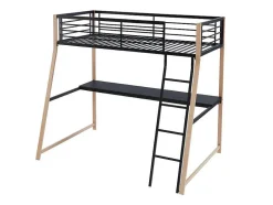 Hoogslaper Malicia - 90 X 190 Cm - Met Hoekbureau - Zwart En Eiken