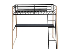 Hoogslaper Malicia - 90 X 190 Cm - Met Hoekbureau - Zwart En Eiken
