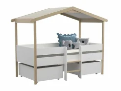 Hutbed Sarosi Met Laden - 90 X 190 Cm - Linden - Wit En Eiken