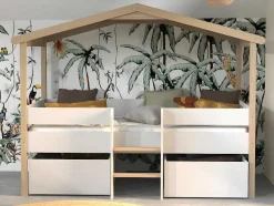 Hutbed Sarosi Met Laden - 90 X 190 Cm - Linden - Wit En Eiken