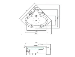 Hydromassage Chromotherapiebad 140 X 140 Cm Met Verwarming En Dubbele Pomp 20 Jets Camelia