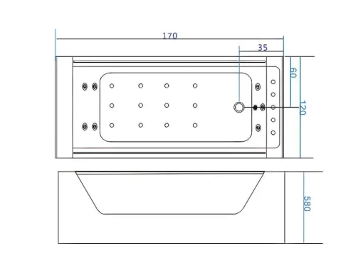 Hydromassagebad Met 2 Panoramische Glazen 170 X 120 Cm 8 Jets Gemma