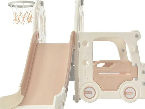 3 In 1 Glijbaan - Met Trap, Basketbalring - Autovorm - Roze