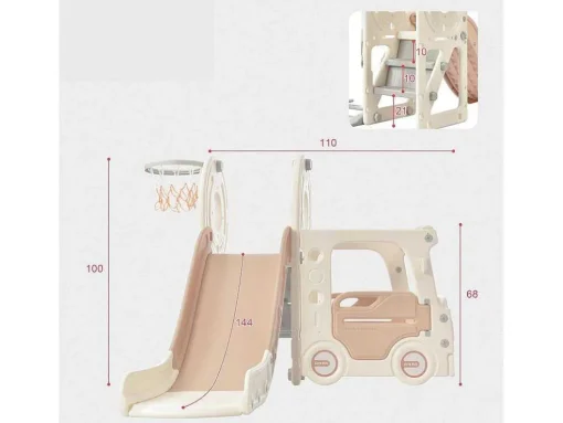 3 In 1 Glijbaan - Met Trap, Basketbalring - Autovorm - Roze