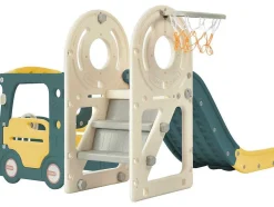 3 In 1 Glijbaan - Met Trap, Basketbalring - Autovorm - Groen