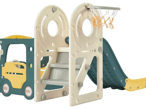 3 In 1 Glijbaan - Met Trap, Basketbalring - Autovorm - Groen