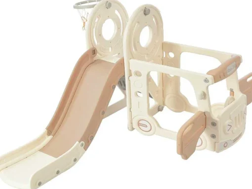 3 In 1 Glijbaan - Met Trap, Basketbalring - Autovorm - Roze