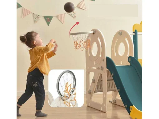 3 In 1 Glijbaan - Met Trap, Basketbalring - Autovorm - Groen