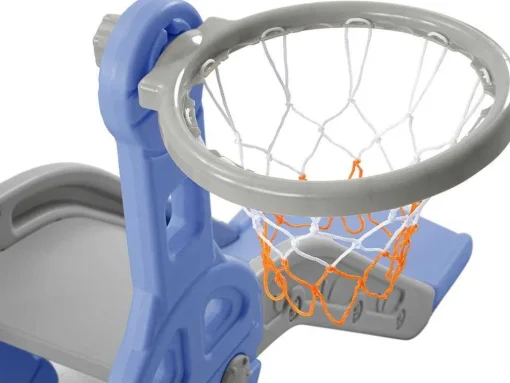 4 In 1 Glijbaan - Met Trap, Schommel, Basketbalring - Blauw