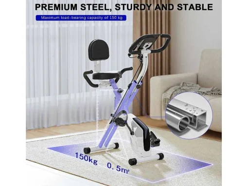 3 In 1 Opvouwbare Hometrainer, Magnetische X-Bike Ligfiets Fitness Bike Met 8-Level Verstelbare Weerstand Voor Home Gym Workout