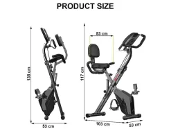 3 In 1 Opvouwbare Hometrainer, Magnetische X-Bike Ligfiets Fitness Bike Met 8-Level Verstelbare Weerstand Voor Home Gym Workout