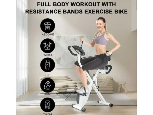 3 In 1 Opvouwbare Hometrainer, Magnetische X-Bike Ligfiets Fitness Bike Met 8-Level Verstelbare Weerstand Voor Home Gym Workout