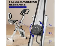 3 In 1 Opvouwbare Hometrainer, Magnetische X-Bike Ligfiets Fitness Bike Met 8-Level Verstelbare Weerstand Voor Home Gym Workout