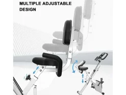 3 In 1 Opvouwbare Hometrainer, Magnetische X-Bike Ligfiets Fitness Bike Met 8-Level Verstelbare Weerstand Voor Home Gym Workout