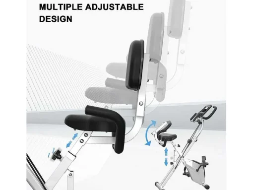 3 In 1 Opvouwbare Hometrainer, Magnetische X-Bike Ligfiets Fitness Bike Met 8-Level Verstelbare Weerstand Voor Home Gym Workout