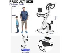 3 In 1 Opvouwbare Hometrainer, Magnetische X-Bike Ligfiets Fitness Bike Met 8-Level Verstelbare Weerstand Voor Home Gym Workout