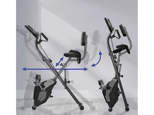 3 In 1 Opvouwbare Hometrainer, Magnetische X-Bike Ligfiets Fitness Bike Met 8-Level Verstelbare Weerstand Voor Home Gym Workout
